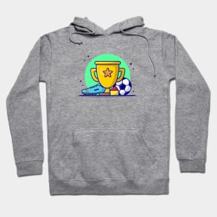 Soccer Sport Trophy with Soccer Ball and Shoes Cartoon Vector Icon Illustration Hoodie